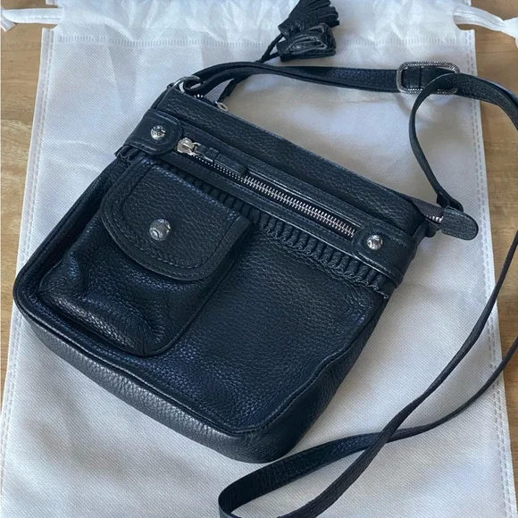 Brighton Crossbody with Ruffle Trim pebbled leather bag - Picture 3 of 15